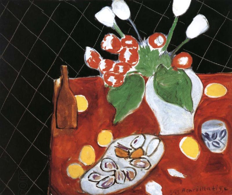 Henri Matisse Black background, tulips and oysters China oil painting art
